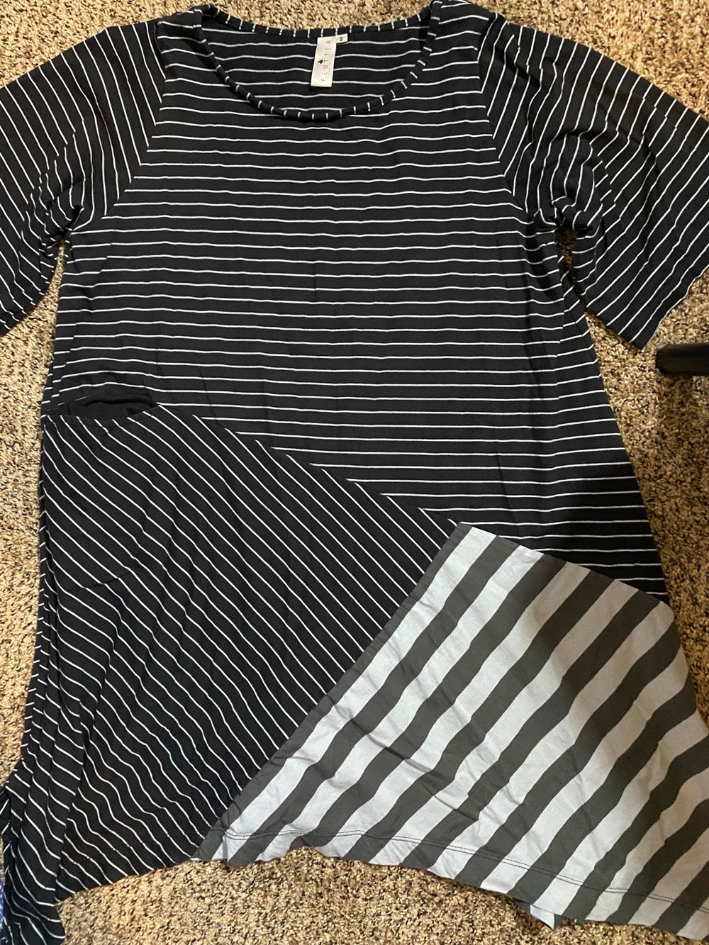 Flutter Women’s Striped Black & White Short Sleeve T-shirt Dress